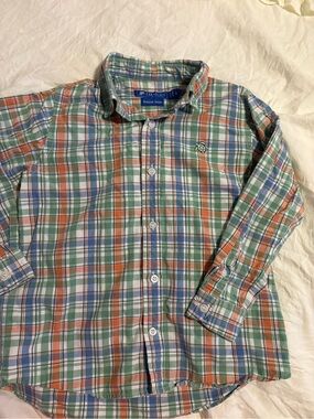 Boys J.Bailey Long-Sleeve Plaid Button-Up Shirt - Green/Orange/Blue